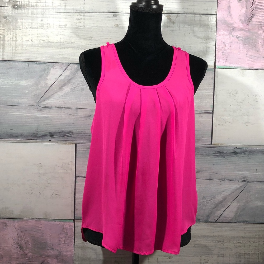 Chocolate Hot Pink Tank. Front pleats gather back